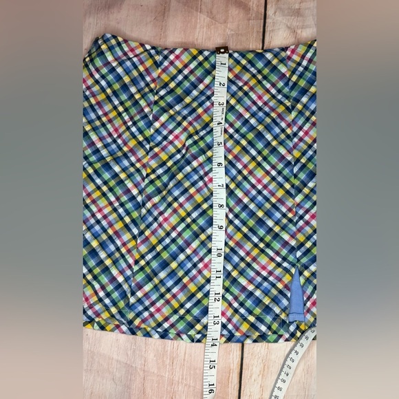 Urban Outfitters Mini Skirt Blue Plaid Size Small Seersucker  UO  Slit Preppy - Picture 4 of 7
